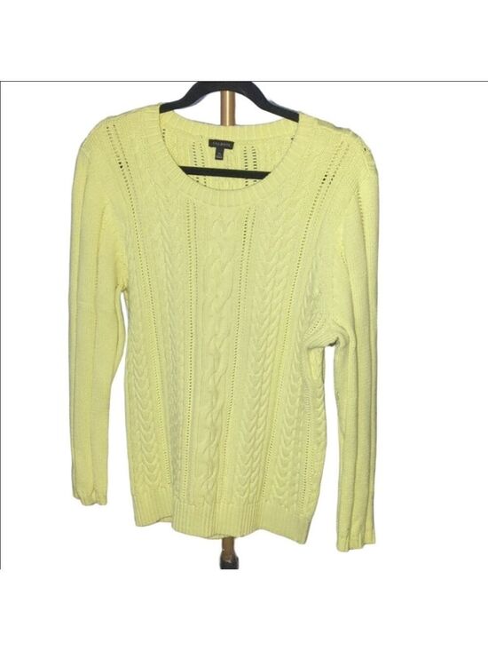Talbots Sweaters - Talbots Cable Knit Sweater XL Yellow Cotton Blend